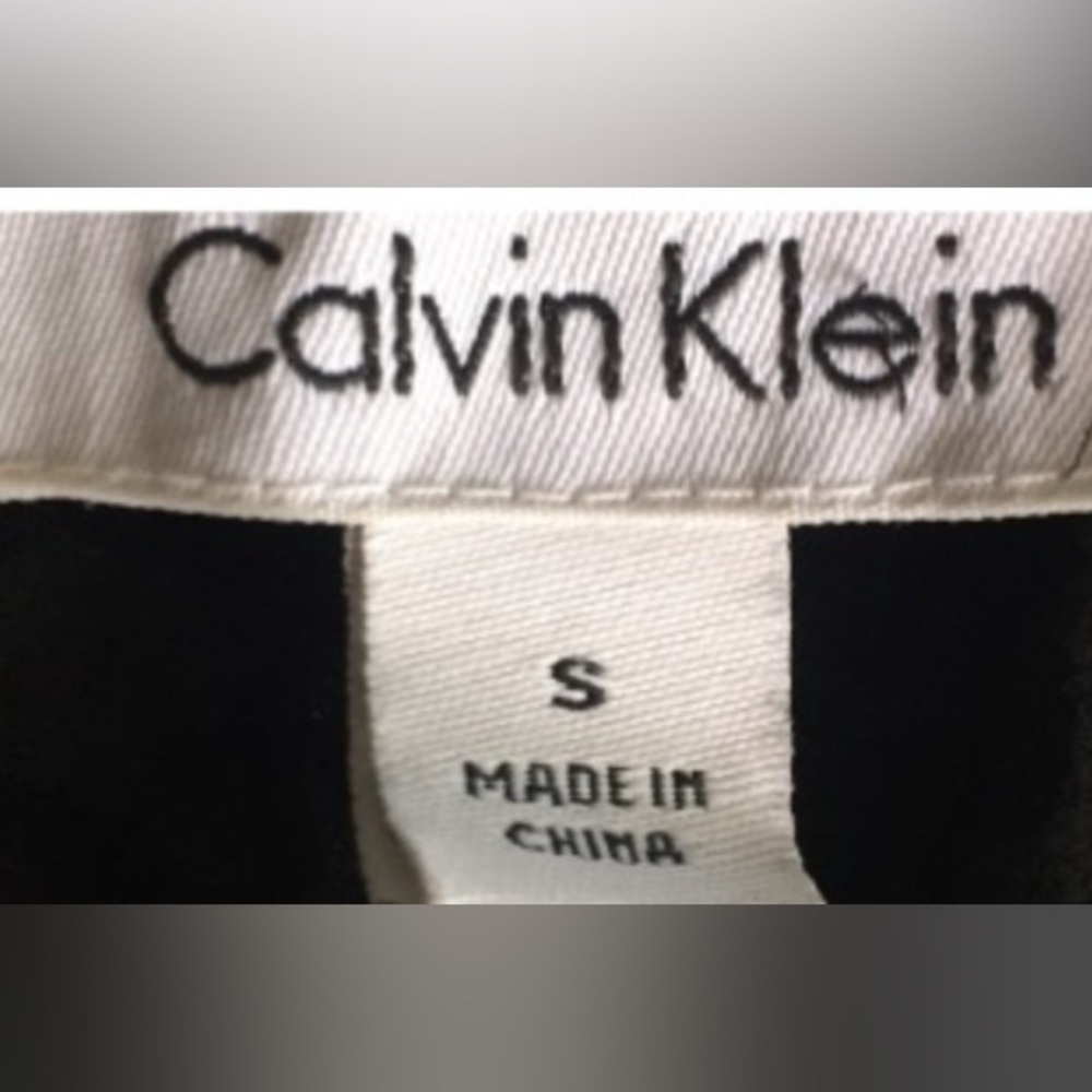 CALVIN KLEIN ๐SMALL๐BLACK & GREY LONG SLEEVED CHIFFON V NECK PEPLUM BLOUSE - Picture 13 of 15